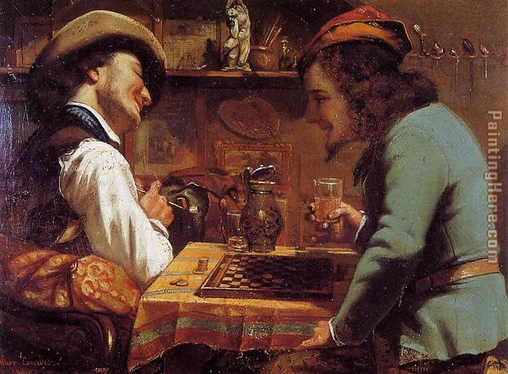 The Draughts Players painting - Gustave Courbet The Draughts Players art painting